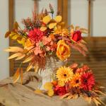 Kunstmatige nepbloemen planten zijden bloemstukken bruiloft boeketten decoraties plastic bloemen tafel centerpieces voor thuis keuken tuin feest decor (herfst rood)