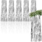 5x klatergoud - klatergoudslinger in zilverkleur - kerstversiering voor de kerstboom (zilverkleurig - 05 stuks)