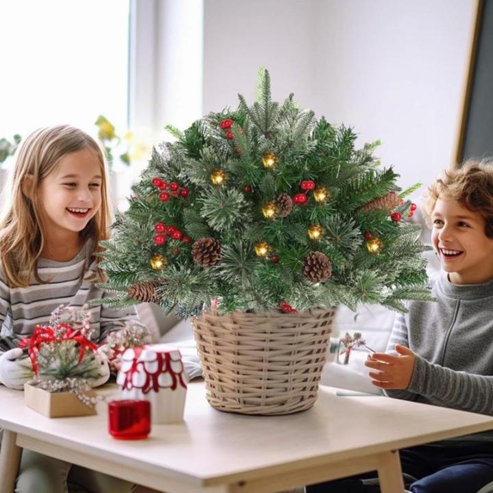Weihnachts-Pflanzgefäß-Füller – Weihnachts-Pflanzgefäß-Füller Für Den Außenbereich, 40,6 cm Großer Vorbeleuchteter Baum Mit Ständer, Beleuchteter Künstlicher Weihnacht