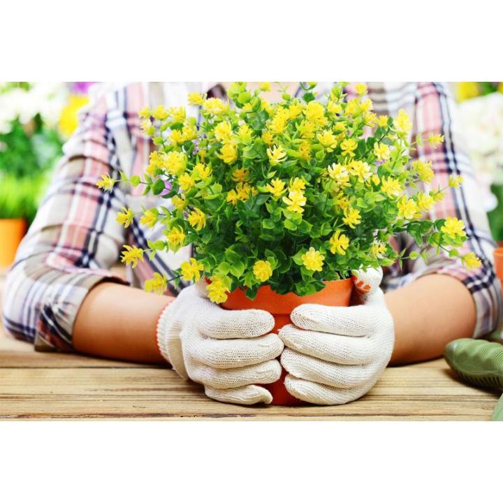 Kunstbloemen voor buiten, uv-bestendig, , bloemen in grote hoeveelheden voor het ophangen van plantenbakken, buiten, veranda, vaas, thuis, raamdecoratie, 6 bundels, geel