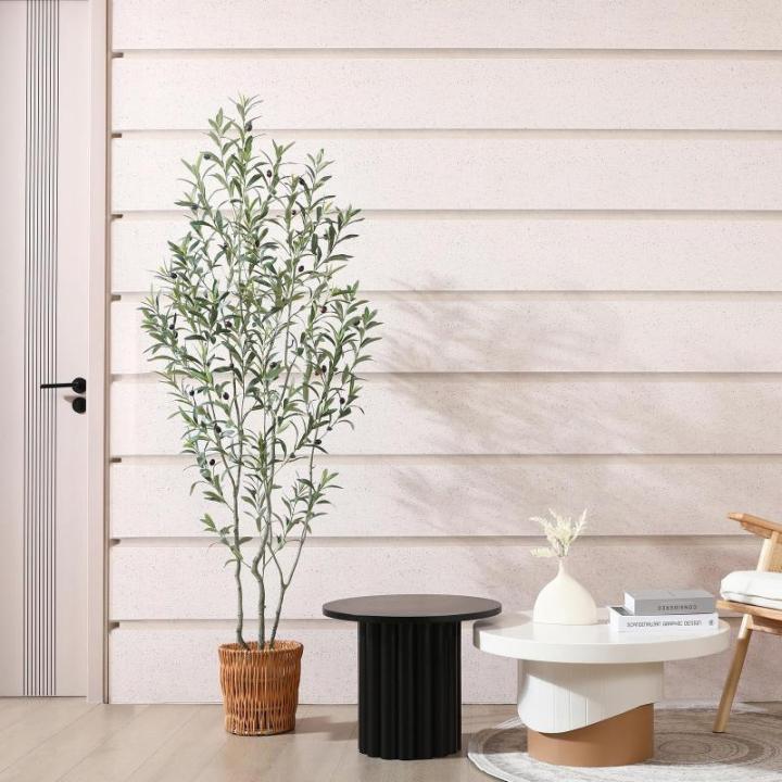 Kunstolijfboom, 180 cm, kunstplant olijfboom met natuurlijke houten stam en levensechte vruchten voor thuis- en kantoordecoratie, grote voor binnen, 1 verpakking
