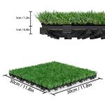 Grasfliese Set 30x30cm, Kunstrasen Rasenteppich Outdoor, 4cm Dicke, PE-Material, immergrün Grasmatte, künstlicher Rasen Bodenbelag für Terrasse, Balkon, Rasenfliesen Bodenbelag,