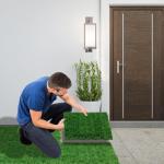 44-delige set / 4 m² kunstgras voor buiten, 30 x 30 cm, vloerbedekking van PE, 40 mm poolhoogte, grastapijt met drainagefunctie, kunstgrastapijt kunstgrastapijt gazon tapijt