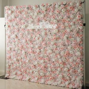 3D-Blumen-Wandpaneel Mit Stoffboden Für Blumen-Wandhintergrund, Weiß-rosa Kunstrosen, Künstliche Blumen-Hintergrund Für Blumen-Wanddekoration, Party-Hochzeitsdekoration, Brautp