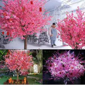 Artificial Cherry Blossom Trees Wishing Tree Light Pink Real Wood Stems and Lifelike Leaves Replica Artificial Plant for Indoor Outdoor Wedding Party,2x1.5m