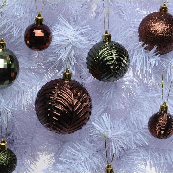 bruine kerstbalornamenten voor kerstversiering - 36 stuks kerstboom onbreekbare ornamenten met ophanglus voor vakantie- en feestdecoratie (combo van 6 stijlen in 3 maten)