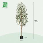 Kunstmatige olijfboom, 180 cm, grote kunstplant met natuurlijke houten stam en vruchten, kunstmatige olijfboom in pot, voor huis, slaapkamer, kantoor, tuin, decoratie (1 stuks)