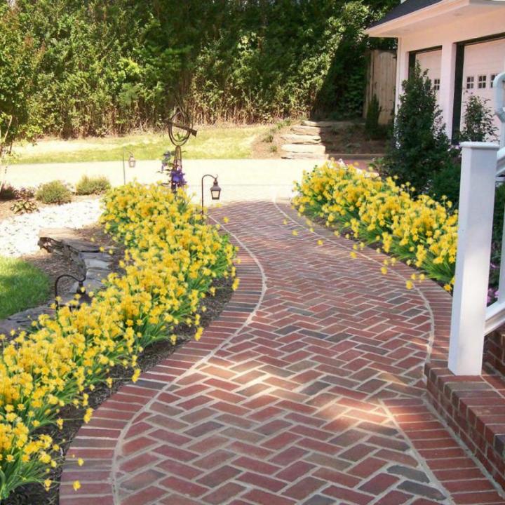 Mihunon Kunstmatige bloemendecoratie, 4 stuks, kleine namaakjes, kunststof, gele kunstmatige littekens, kunstmatige planten/struiken, Artificial Greenery, voor tuin, kantoor, raam,