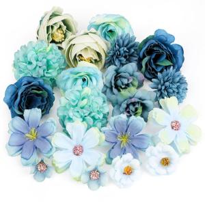 20 stuks kunstrozenkoppen, enkele lange rozen, kunstrozen, kunstrozen voor decoraties met steel, voor bruiloft, feest, thuis, blauw