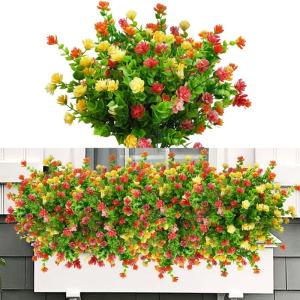 6 bundels balkon weerbestendig herfstbloemen herfst kunstplanten buiten boeket uv-bestendig balkonplanten als echt voor balkonbak, binnen en buiten