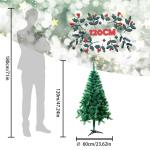 Pvc-kunstkerstboom, 120 cm, 180 takken, natuurgetrouw, kerstdecoratie, kerst, snel op te zetten, klapsysteem, moeilijk ontvlambaar en standaard, groen