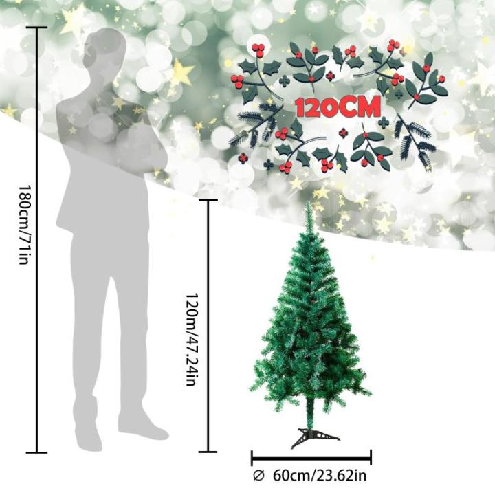 Pvc-kunstkerstboom, 120 cm, 180 takken, natuurgetrouw, kerstdecoratie, kerst, snel op te zetten, klapsysteem, moeilijk ontvlambaar en standaard, groen