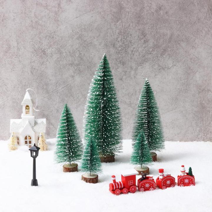 Kunstmatige mini-kerst, een set van 5 stuks miniatuur sisal matte kerst flessenborstel voor Kerstmis thuis tafelblad decor (groen)