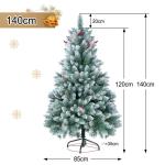 Kunstkerst, kleine kerstboom, 150 cm (Ø ca. 75 cm), 420 takken, moeilijk ontvlambaar pvc, met dennenappels wit
