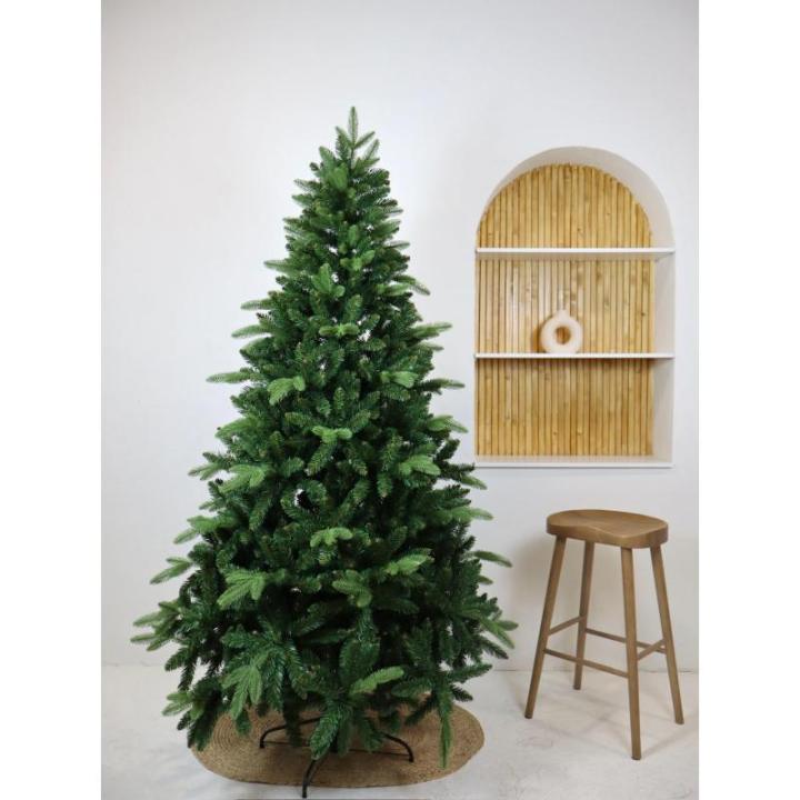 Kunstkerstboom om extra dennenboom in elkaar te zetten, gevuld met dubbel gecombineerde bladeren, 150-210cm Abies C/metalen standaard (Groen, 150cm 481Tips)