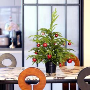 Künstlicher Norfolk-Kiefer für den Tisch, 61 cm, künstlicher Weihnachtsbaum, getopft, grün, für Veranda, Weihnachten, Innen- und Außenbereich, Ornament-Dekorationen im Liefer