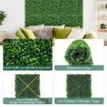12 stuks kunstheggen, plantenwand, 50 x 50 cm, panelen met buxusbladeren, gesimuleerd gazon, kunstplant, uv-bescherming, kunstplant, decoratie voor muur, balkon, tuin, groen