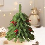 Weihnachtsdekoration, Mini-Weihnachtsbäume mit beflockten Nadeln, Beeren, Dekoration, dekorierte Bäume, Küche, Tischplatte, künstliche Weihnachtsdekoration für den Innen- und 