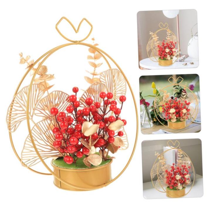 Künstlicher Blumenkorb Hochzeitsgeschenke Hochzeitsblumenarrangement Christbaumschmuck Für Paare Wohnakzente Dekor Hochzeitsverzierung Aus Roten Beeren Paargeschenk Eisen