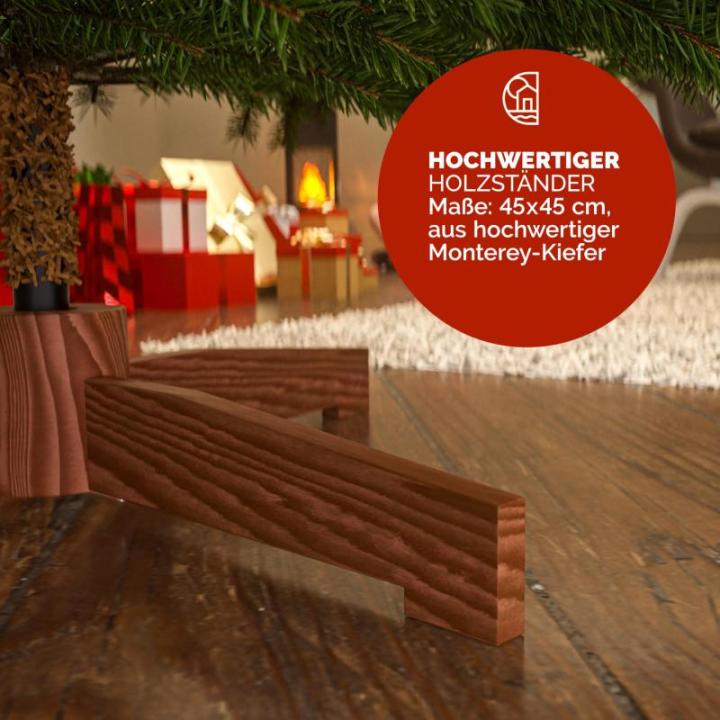 Kerstboom Premium kunstmatig L 150x90cm houten kerstboomstandaard natuurgetrouw dichte takken spuitgegoten PVC mix Kerstmis dennenboom groen