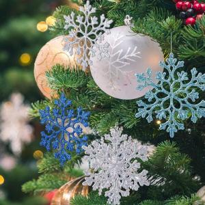 24 stuks sneeuwvlokken kerstdecoratie in 4 kleuren voor kerstboom glitter kerstboomversiering