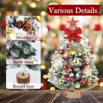 Mini-kerstboom 60 cm, tafelkerstboom met ledlampjes en sneeuwvlokken, mini-kerstboom, kleine kunstkerstboom voor thuis, kantoor, bureau