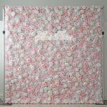 3D-Blumen-Wandpaneel Mit Stoffboden Für Blumen-Wandhintergrund, Weiß-rosa Kunstrosen, Künstliche Blumen-Hintergrund Für Blumen-Wanddekoration, Party-Hochzeitsdekoration, Brautp