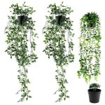 Kunstplant 3 stuks, , hangend met potten, , wijnstok, decoratie, woonkamer, hangend, plastic planten voor binnen en buiten, tuindecoratie (groen)