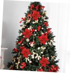 12 Stück Doppelschichtige Kleine Künstliche Weihnachtssterne Künstliche Glitzerblumen Weihnachtssterne Gefälschte Dekoration Kunststoff Rot
