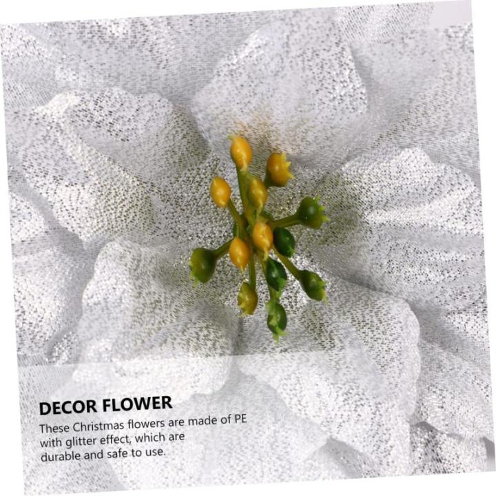 7st Künstliche Blumen Weihnachtskranz Dekoration Künstlicher Glitzer-weihnachtsstern Glitzernde Weihnachtssterne Künstliche Weihnachtssternblume Urlaub Weihnachtsstern Kranz Spo