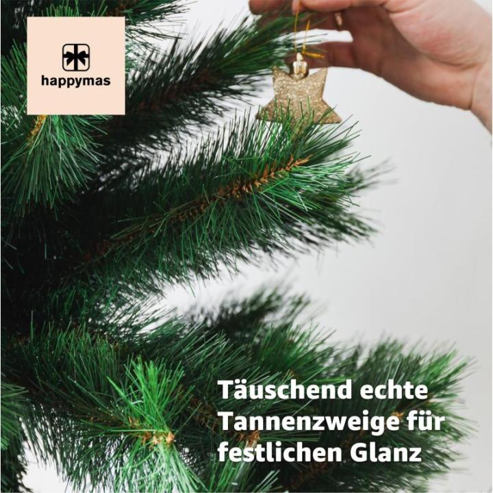 Nordmann Kunstkerstboom, groen, 180 cm, bedrieglijk echte en natuurgetrouwe dennenboom, met standaard, 180 cm premium