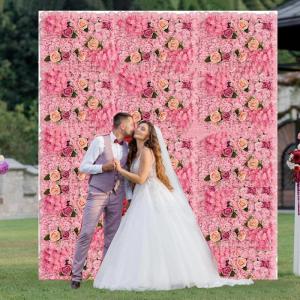 Blumenwandpaneel, 23,62 X 15,75 Zoll Rosa Künstlicher Hortensien-blumenhintergrund, Für Hochzeitsfeier-Blumen-hintergrunddekoration(Color:1pcs)