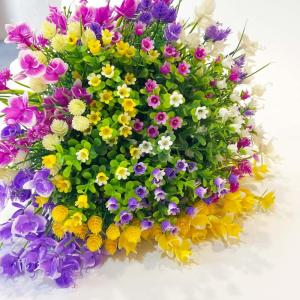 12 bundels als echt, , uv-bestendige plastic bloemen, weerbestendig, kunstplanten, buiten, boeket, planten voor balkon, tuin, balkonbak, bloembak
