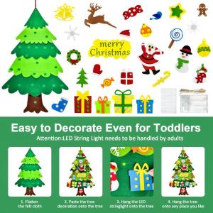 en kerstboom voor kinderen, doe-het-zelf en kerstboomset, 3.2ft en kerstboom voor peuters met 27 stuks afneembare ornamenten en 5M LED-verlichting, wandhangende en kerstboom decora