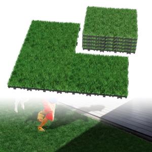 Kunstrasen 30x30cm Grasmatte Rasenteppich Outdoor, 4cm Dicke, PE-Material, künstlicher Rasen für Balkon, Garten, Terrasse, Kunststoffrasen wetterfest, UV-beständig Grasteppich, 