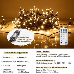 Lichtketting in wit, 20 meter lang
