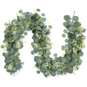2 STKS 5ft Kunstmatige Eucalyptus Slinger Rijke Bessen Afneembare Bladeren Nep Planten Groen Wijnstokken Voor Bruiloft Boog Tafel Indoor Outdoor Achtergrond Decor