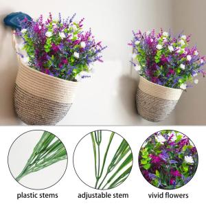 6Pcs Outdoor UV Bestand Planten Plastic Faux Bloemen Planten Indoor Outdoor Groen Struiken Voor Opknoping Planter Tuin Venster Doos Thuis Bruiloft Decor