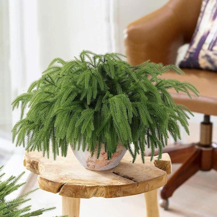 Norfolk Pine Kunstdennentakken, decoratie, Kerstmis, 45 cm, realistische kersttakken, Norfolk Xmas takken, doe-het-zelf, echt gevoel, groen, voor Kerstmis, binnen, 5 stuks