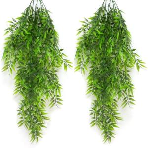 2 stuks hangende bamboe, kunstmatige nepplanten, wandhangende planten, groen voor huis, tuin, balkon, poortdecoratie