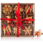 70-delige set kerstboomversieringen - Kerstboom van stro - kegels, elfjes, figuren en strosterren - Kerstdecoratie