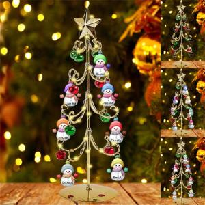 Gepersonaliseerde Sneeuwpop Familie Boom Kristal Boom met Naam Metalen Kerstboom Xmas Kristal Boom Verjaardag Kerst Decoratie Geschenken Stijl 4-1