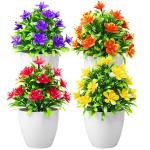 4 stuks planten ingemaakte mini levensechte nepplanten met pot plastic kunstplanten voor kunstplanten binnen buiten thuis cafés tafel kantoor bureau decor