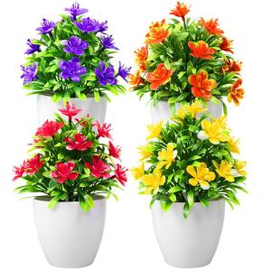 4 stuks planten ingemaakte mini levensechte nepplanten met pot plastic kunstplanten voor kunstplanten binnen buiten thuis cafés tafel kantoor bureau decor