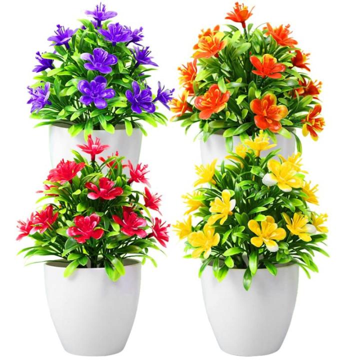 4 stuks planten ingemaakte mini levensechte nepplanten met pot plastic kunstplanten voor kunstplanten binnen buiten thuis cafés tafel kantoor bureau decor