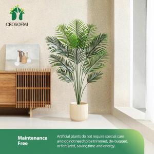 Kunstpflanze Palmen 150 cm Plastik Künstliche Pflanze Groß Areca Palme im Topf Wohnzimmer Balkon Schlafzimmer Grün Deko (2 Pack)