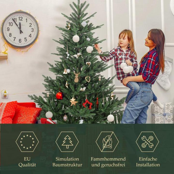 Kunstkerstboom 210 cm met natuurgetrouwe spuitgietelementen, snelle montage door klapscherm, kunstkerstboom (diameter ca. 150 cm, extra groot)