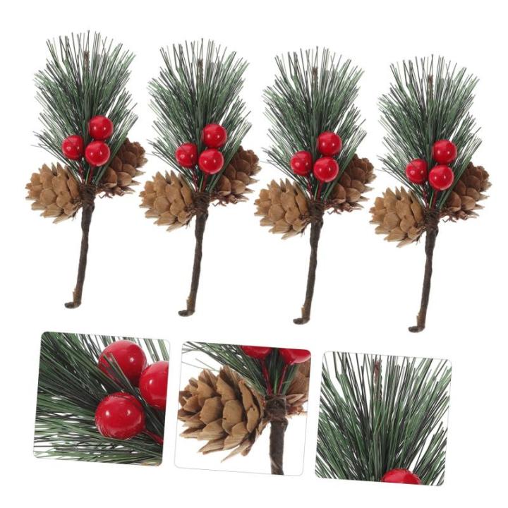 10st Kiefernzapfen Tannenzweig Künstliche Weihnachtspflücker Künstliche Beerenzweige Baum Pflücken Weihnachtsschmuck Girlande Pflanzen Weihnachts-kiefernpflücker Beeren Zweig 