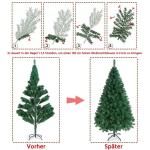 Kunstkerstboom, 183 cm, met 598 takken, opvouwbare metalen standaard, kerstboom, kunstboom voor kerstdecoratie, groen