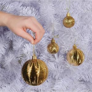 gouden kerstbalornamenten voor kerstversiering - 36 stuks kerstboom onbreekbare ornamenten met ophanglus voor vakantie- en feestdecoratie (combo van 6 stijlen in 3 maten)